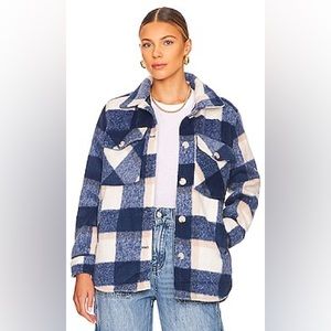 BLANKNYC Revolve Blue Plaid Oversized Flannel Jacket Shacket M